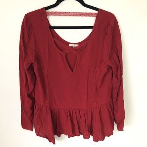 Soprano burnt red burgundy lace blouse medium